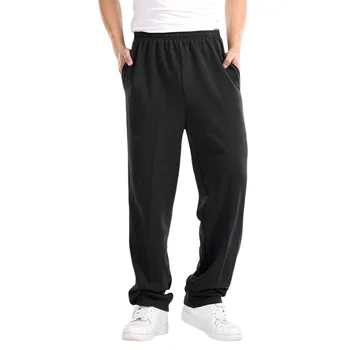 Louatui Мужские Стрейчевые брюки для бега Трусцой, однотонные стрейчевые тренировочные брюки с прямыми штанинами, Повседневные спортивные брюки с карманами