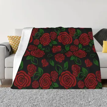 Одеяла с цветами и розами, Фланелевые Осенне-Зимние Портативные теплые одеяла для Дивана, Плюшевое тонкое одеяло