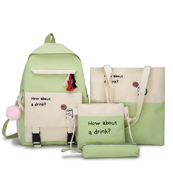 Weysfor 4 шт./компл., женский рюкзак, холщовая школьная сумка с рисунком кота для девочки, рюкзак в стиле пэчворк, Женская сумка на плечо, школьная сумка для студентов