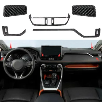 Для Toyota RAV4 2019 2020 ABS интерьер из углеродного волокна Передняя приборная панель боковое вентиляционное отверстие Выходная крышка накладка наклейка 5 шт.