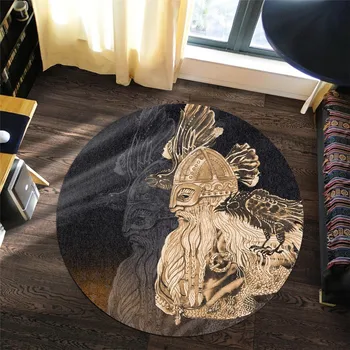 Ковер в стиле Викингов Odin Raven Viking Gold С 3D принтом По всему Ковру, нескользящий коврик Для Столовой, гостиной, Мягкий ковер для спальни