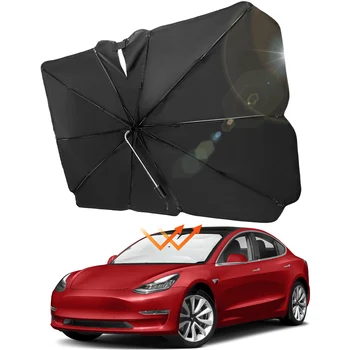 Автомобильный Солнцезащитный Козырек На Лобовое Стекло, Гибкий Зонт Для Tesla Model 3 & Y, Вращение На 360°, Складное Окно, Защита От Ультрафиолета, Аксессуары Для интерьера