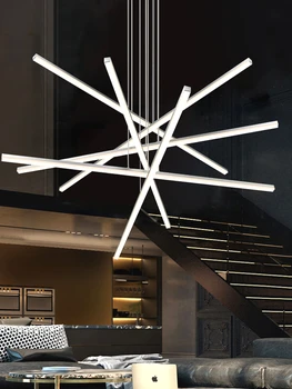 Черный Подвесной светильник для длинной лестницы Современное минималистичное светодиодное освещение ресторана и бара, подвесной светильник в Скандинавском стиле для гостиной