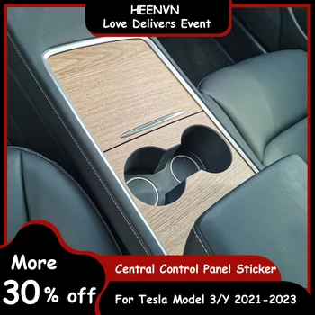 Наклейка На Центральную панель управления Автомобиля Heenvn Для Tesla Модель 3 2023 Аксессуары Для Центральной Консоли Модель Y 2022 Внутренняя Пленка Под Дерево