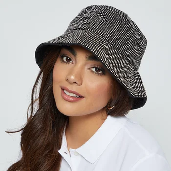 Роскошная брендовая панама со стразами, женская индивидуальность, блестящая рыбацкая шляпа, Мужская дизайнерская уличная солнцезащитная шляпа с плоским верхом, панама
