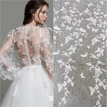 SU199 5 ярдов 3D Тюлевая кружевная ткань с вышивкой бабочкой для платья, Шаль, Свадебная ткань, Принадлежности для шитья своими руками, ремесла