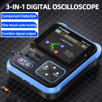 Цифровой осциллограф FNIRSI DSO-TC3 3-в-1 Генератор сигналов, Тестер электронных компонентов, транзисторов, Частота дискретизации 500 кГц 10 мс/с
