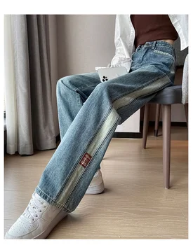 Корейские модные синие джинсы, женская джинсовая одежда с высокой талией, уличная одежда, женские джинсы, тренд 2023 года, винтажная одежда Y2k, Брюки