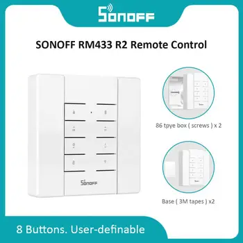 SONOFF RM433 R2 433 МГц Радиочастотный пульт Дистанционного Управления 8 Кнопочный пульт дистанционного Управления В паре с настенным выключателем SONOFF TX Радиочастотные устройства iFan04 D1 RFR2