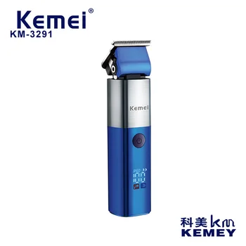Kemei KM-3291 USB Цифровой дисплей, Литиевая батарея, Машинка для стрижки волос, Водонепроницаемая, Ipx7, Регулируемая головка, Парикмахерская из нержавеющей стали