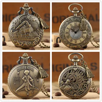 Стильные кварцевые часы-ожерелье в стиле ретро с кисточками, Аксессуар для подвески, Бронзовые Антикварные Карманные часы, Подарок Для мужчин И Женщин
