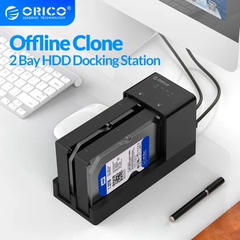 ORICO 2 отсека 3,5-дюймовый корпус жесткого диска USB 3,0 для клонирования жесткого диска в автономном режиме, док-станция для жесткого диска, чехол для жесткого диска