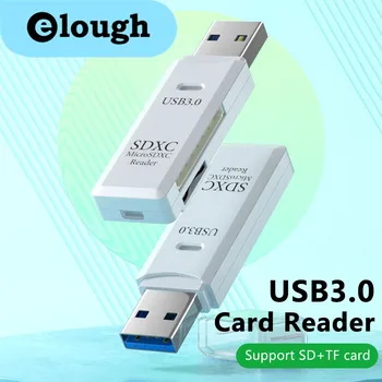 Elough 2 В 1 USB 3,0/2,0 Кард-ридер USB к SD TF кард-ридеры для чтения карт памяти, Аксессуары для ПК, ноутбуков, флэш-накопитель, Смарт-карта