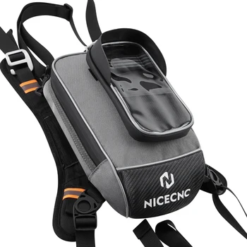 NICECNC Сумка для бензобака мотоцикла, Съемная универсальная сумка, противоскользящая основа, Усиленное крепление, козырек, 6,7-дюймовый сенсорный чехол, Спортивная