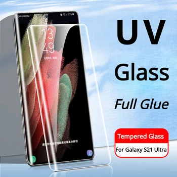 Защитное стекло с УФ-жидкостью и полным клеем для Samsung Galaxy S21 Ultra, защитная пленка для экрана, 3D Изогнутое закаленное стекло для Samsung S21 Ultra