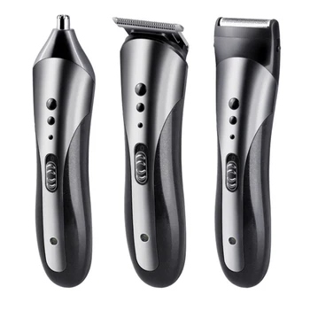 электрическая машинка для стрижки волос kemei KM-1407 razor, триммер для носа, 3 в 1, многофункциональная машинка для стрижки волос, моющаяся на головке
