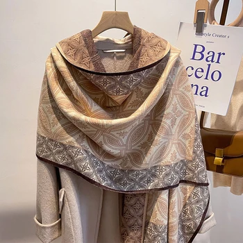 Женский зимний шарф Роскошного дизайна, кашемировый теплый шарф, женская роскошная утолщенная мягкая шаль, оберточная бумага, подарок