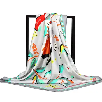 Модная женская шаль Little Fresh Princess из саржи с растительным принтом и цветочным принтом, Большой квадратный шарф, подарки для дам