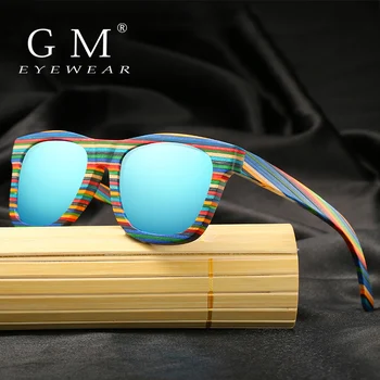 GM Солнцезащитные очки в деревянной красочной оправе Ручной работы, Поляризованные Очки Gafas, Светоотражающие линзы Для Мужчин И Женщин, Бамбуковые солнцезащитные очки