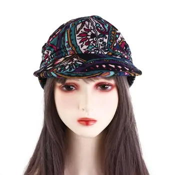 Простая хлопковая шляпа для мамы в стиле ретро, кепка для девочек с короткими полями, бейсболка с цветочным принтом, кепка в этническом стиле, женская шляпа с козырьком