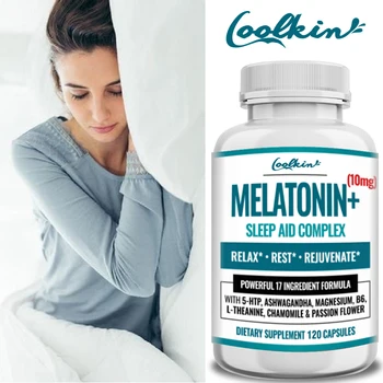 Мелатонин, 10 мг снотворного, помогает быстрее засыпать и дольше спать, омолаживает, снимает стресс, добавка для сна