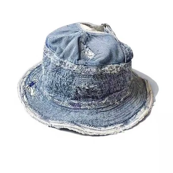 Модная уличная солнцезащитная кепка KAPITAL, шляпы-ведра, Джинсовая шляпа рыбака