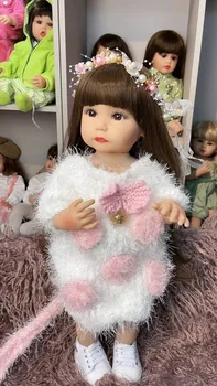 Элегантная Милая принцесса с Длинными волосами, Готовая кукла-Реборн Bebe, Мягкая силиконовая игрушка на Ощупь, рождественские подарки для детей