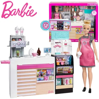 Кукла Барби, игровой набор Naschcafe, Кофейня, Мороженое, Десертный Домик с забавными аксессуарами, игровой Домик, игрушка для девочек, подарок GMW03
