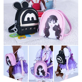 Мини-кукольный рюкзак для девочек Bjd 1/3, игрушки для кукол, сумки из искусственной кожи для кукол 45-60 см, Аксессуары для кукол, детские игрушки для детей