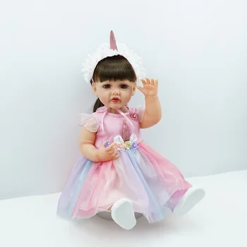 кукла Реборн 55 см, силиконовая кукла в форме единорога, водонепроницаемая детская игрушка bebe reborn /Для девочек