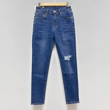 Женские джинсы, тонкие брюки длиной до щиколоток с высокой талией, женские узкие джинсы
