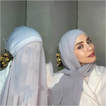 Мусульманский женский исламский тюрбан, женский тюрбан, шифоновый хиджаб мгновенного действия с капором под шарфом, уникальный дизайн, шифоновый хиджаб-шарф для