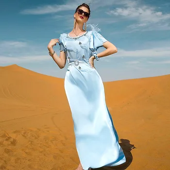 Vestido Longo Рамадан Ид Абайя Саудовская Аравия Мусульманское Платье-Кафтан Турция Исламская Одежда Дубай Вечерние Платья для Женщин