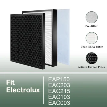 Замена фильтра воздухоочистителя для Electrolux EAP150 EAC203 EAC215 EAC103 EAC003 Комплект фильтров с активированным углем и HEPA