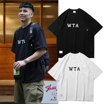Точечный дизайн WTAPS С карманом и принтом, короткий рукав Nishiyama Cher, Японский модный бренд CityBoy, Свободная футболка для мужчин