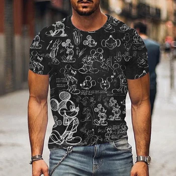 Футболка Disney с Микки Маусом, мультяшная анимация, 3D принт, Уличная одежда, Мужская модная футболка, Детская футболка для мальчиков в уличном стиле