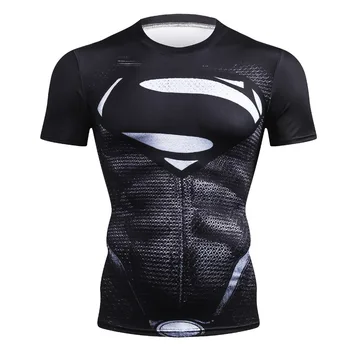  Новая брендовая компрессионная футболка для фитнеса, мужские топы с коротким рукавом и 3D-принтом, мужская футболка, летняя модная повседневная футболка