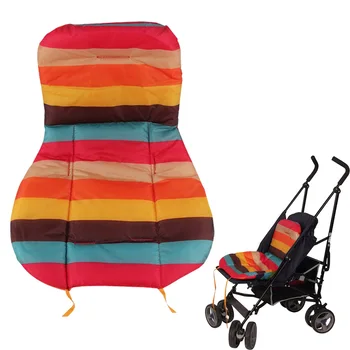 Общая Подушка для сиденья детской коляски, Хлопковая полоса, Водонепроницаемый коврик для детской машины, Аксессуары для колясок, Радужный хлопковый толстый коврик
