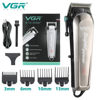 VGR Машинка для стрижки волос Электрическая Машинка для стрижки волос Профессиональный Триммер для волос Беспроводная Стрижка Портативная Парикмахерская Машинка для стрижки волос для мужчин V-060
