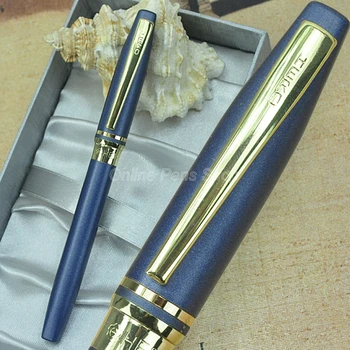 Hero Синяя и золотистая металлическая авторучка С тонким наконечником 0,5 мм, Пишущая ручка С подарочной коробкой YF011