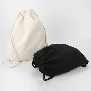 Заказ корзина хлопок, мешок для спортзала школы студент рюкзак путешествия сумка холст сумка плечи шнурок узелок карманы