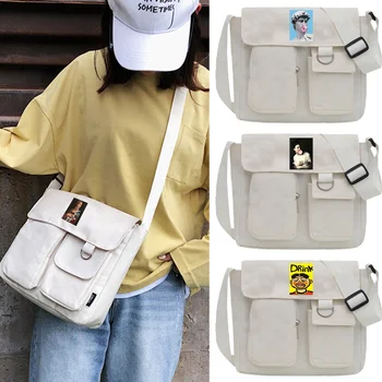 Холщовая сумка на плечо, студенческий почтальон, женская износостойкая утолщенная сумка, сумки через плечо, забавные женские сумки в японском стиле