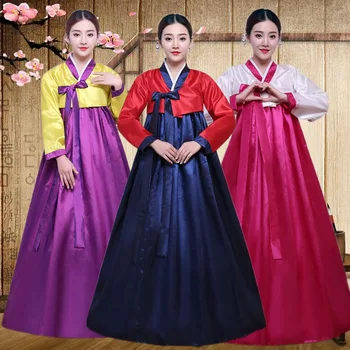 Pakaian Tradisional Korea Hanbok Dress untuk Wanita Istana Kuno Jubah Leher V Nasional Kinerja Kimono Yukata Asien Gaya