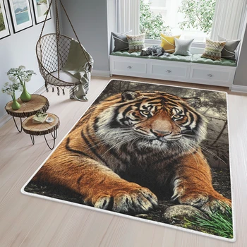 Новомодный коврик в виде Тигра, Льва, животного, подарок, коврик для комнаты с 3D принтом, противоскользящий Большой Ковер, стиль украшения дома-1