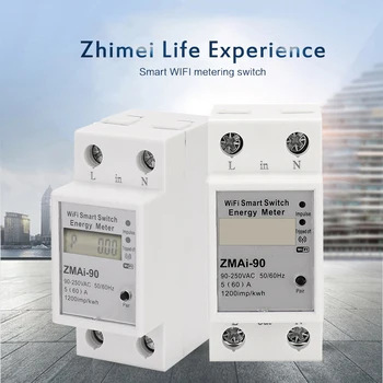 ZMAI 90 Wifi Smart Switch Счетчик энергии Модель ZMAI-90 Вольтметр Ваттметр Измеритель Мощности Приложение Tuya Smart Life Работает С Alexa Google