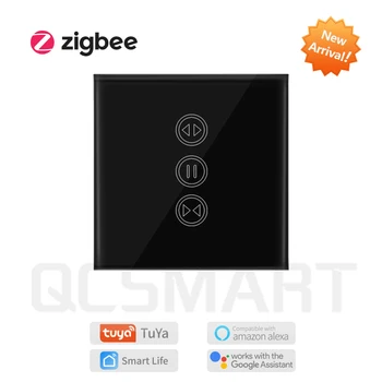 ZigBee 3,0 Tuya Smart Life ЕС Черный Переключатель Штор Для Оконных Жалюзи Рулонные Шторы Google Home Alexa Echo Голосовое Управление DIY