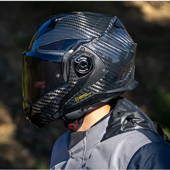 LS2 FF901 Advant X Углеродное Волокно Valiant Откидной Вращающийся На 180 ° Солнцезащитный Козырек с Двойными Линзами Capacete Casco Мотоциклетный Шлем