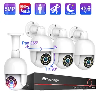 Techage 5MP 8CH POE CCTV Security NVR Camera System Smart AI Human Detection Двухсторонний аудио Комплект камеры наружного видеонаблюдения