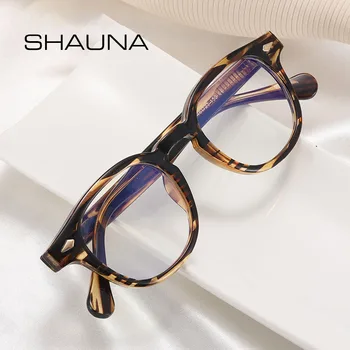 Женская квадратная оправа для очков SHAUNA TR90, модные прозрачные очки с анти-синим светом, ретро мужские очки с пружинным шарниром, оптическая оправа с заклепками
