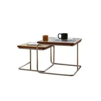 Новый Чайный столик для гостиной в домашнем стиле Ins, Современный Простой Чайный столик из виноградной лозы, Чайный столик из нержавеющей стали